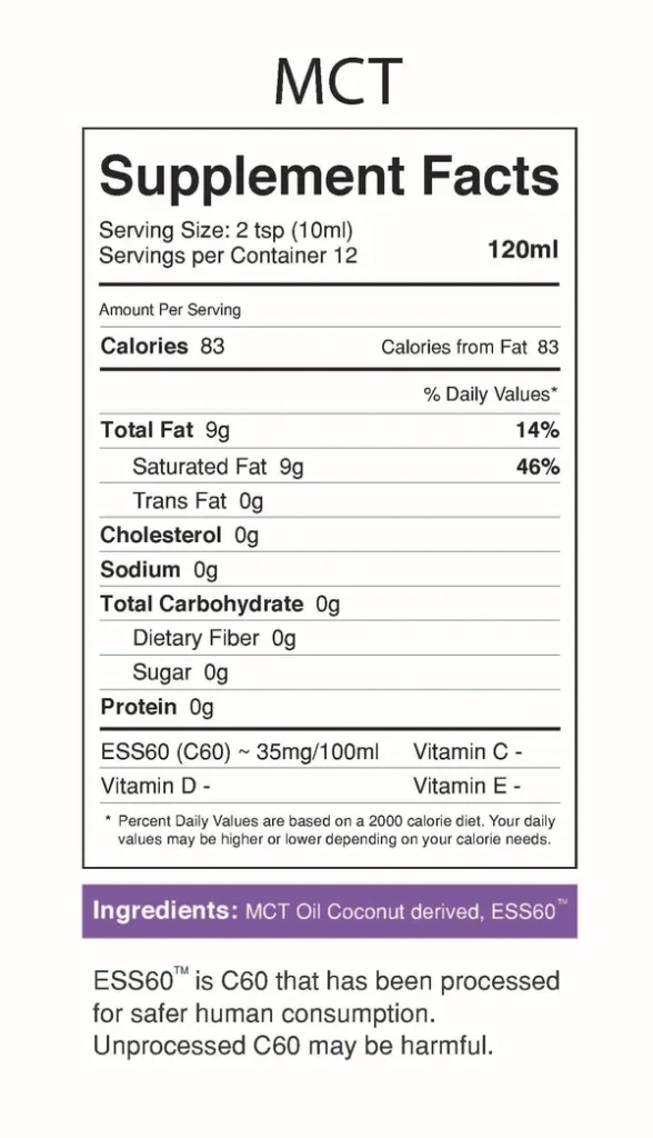 MyVitalC ESS60 in Organic MCT Oil, Coconut Derived