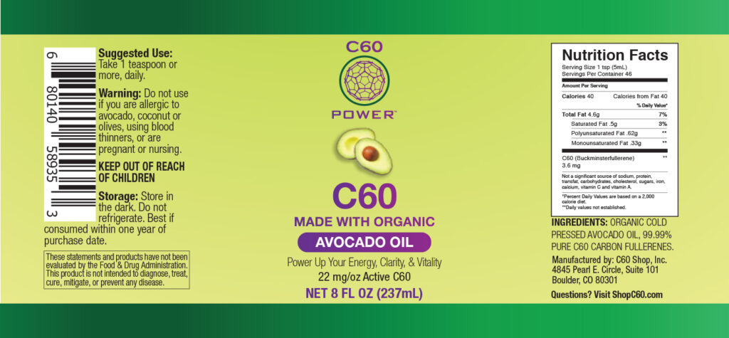 C60 Power – Organic Avocado Oil